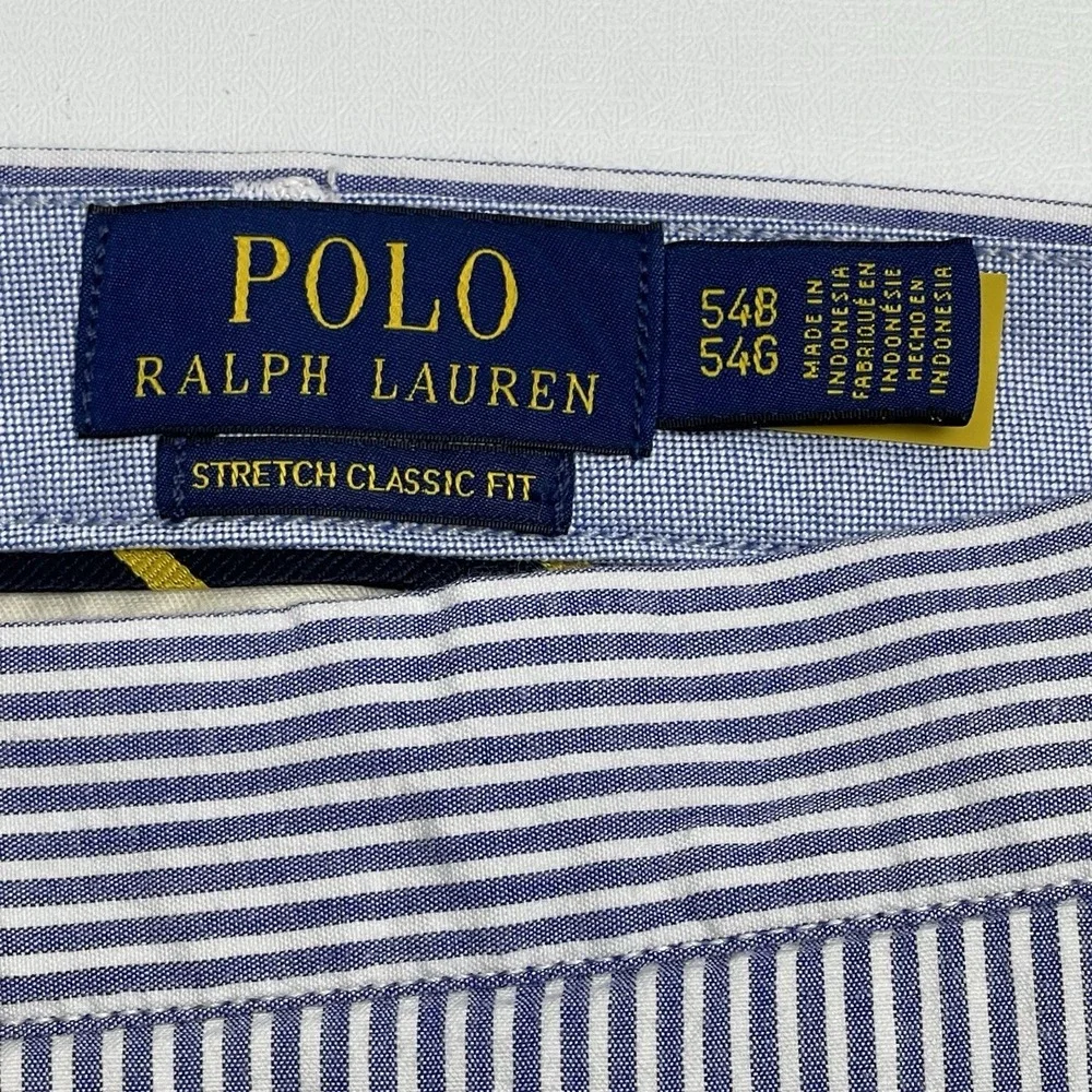 Polo Ralph Lauren Men's Big 54B Classic Fit Seersucker Shorts Blue White Stripe
